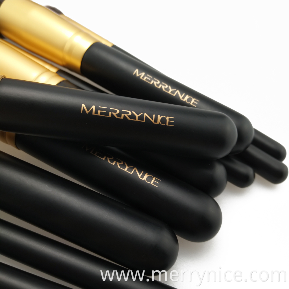 Gold Makeup Brushes with Wood Handle